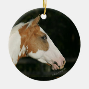 Ornement Rond En Céramique Peignez le Headshot 2 de cheval