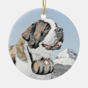 Ornement Rond En Céramique Peinture Saint Bernard - Cute Original Chien Art