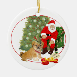 Ornement Rond En Céramique Pékinois Noël