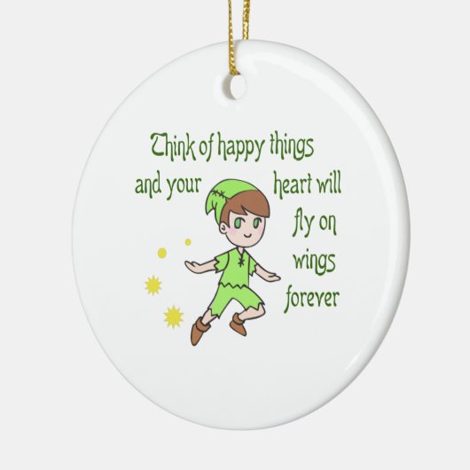 ORNEMENT ROND EN CÉRAMIQUE PENSEZ À DES CHOSES HEUREUSES (Gauche)