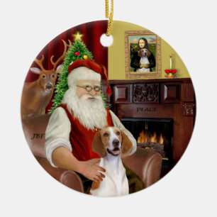 Ornement Rond En Céramique Père Noël-American Foxhound