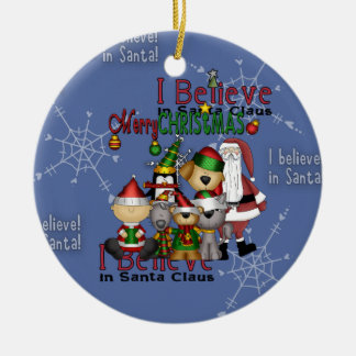Ornement Rond En Céramique Père Noël et le gang ornament_circle