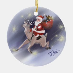 Ornement Rond En Céramique Père Noël livre l'ornement