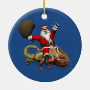 Ornement Rond En Céramique Père Noël Sucré sur l'immense panthère Chamele
