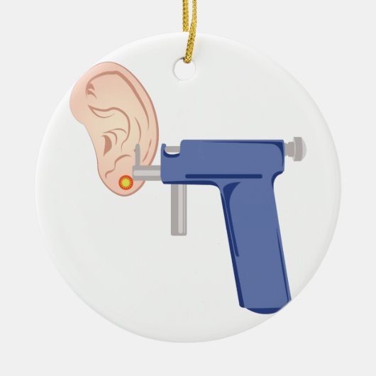 Ornement Rond En Céramique Perforation d'oreille (Devant)