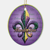Ornement Rond En Céramique Perles de mardi gras de Fleur de lis (Gauche)