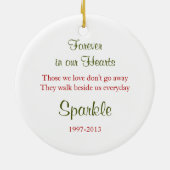 Ornement Rond En Céramique Pet Cat Memorial Pine Boughs Holly Photo Noël (Dos)