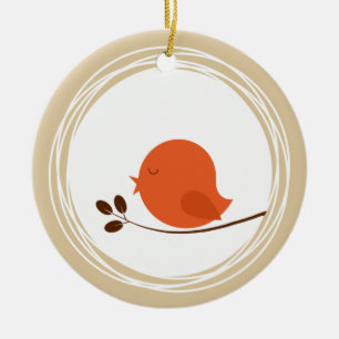 Ornement Rond En Céramique Petit oiseau
