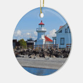 Ornement Rond En Céramique Phare (Gauche)