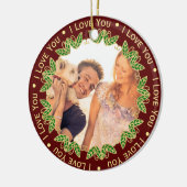 Ornement Rond En Céramique Photo et texte modifiable | Élégant Rouge & Or (Gauche)