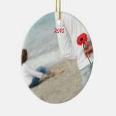 Ornement Rond En Céramique Photo Mariage de Noël avec la Tour Eiffel (Droite)