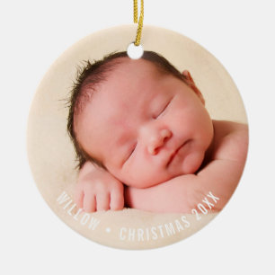 Ornement Rond En Céramique PHOTO VACANCES DÉCOR simple motif d'arbre de Noël