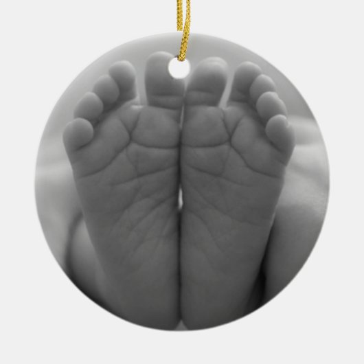 Ornement Rond En Céramique Pieds bébé (Devant)