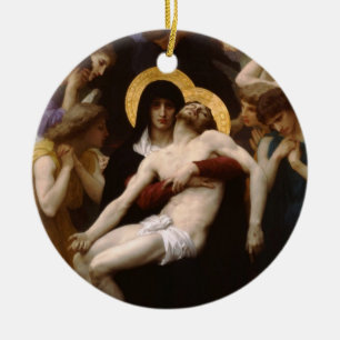 Ornement Rond En Céramique pieta Jésus Christ et Vierge Marie