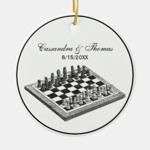 Ornement Rond En Céramique Plateau de Jeu d'Échecs et Pièces d'Échecs Art Vin