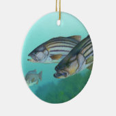 Ornement Rond En Céramique Poisson de basse rayée Atlantique Morone Saxatilis (Droite)