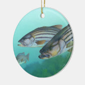 Ornement Rond En Céramique Poisson de basse rayée Atlantique Morone Saxatilis (Gauche)