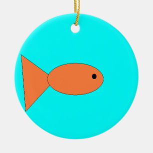 Ornement Rond En Céramique poissons rouges nageant dans l'océan, art par les