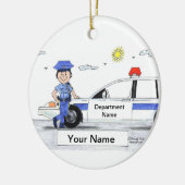 Ornement Rond En Céramique Policier - femelle (Gauche)