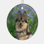 Ornement Rond En Céramique Pomeranian dans l'herbe (Gauche)