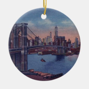 Ornement Rond En Céramique Pont vintage Brooklyn