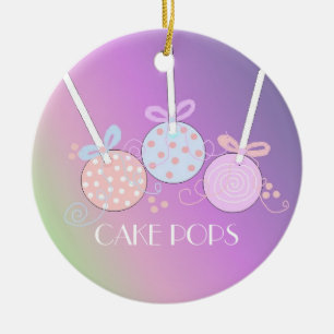 Ornement Rond En Céramique Pops de gâteau pastel