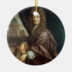 Ornement Rond En Céramique Portrait de monsieur Christopher Wren (huile sur