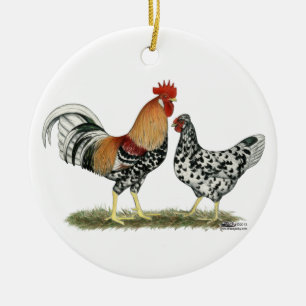 Ornement Rond En Céramique Poulets islandais