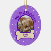 Ornement Rond En Céramique Pourpre mon chien fait sur commande de nom de (Droite)