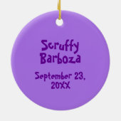 Ornement Rond En Céramique Pourpre mon chien fait sur commande de nom de (Dos)