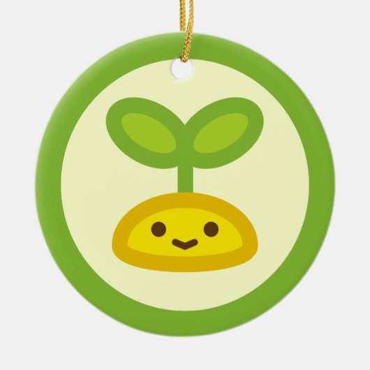 Ornement Rond En Céramique Pousse verte minuscule (Devant)