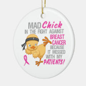 Ornement Rond En Céramique Poussin fou sali avec le sein Cancer.png des (Gauche)