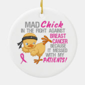 Ornement Rond En Céramique Poussin fou sali avec le sein Cancer.png des (Dos)