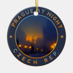 Ornement Rond En Céramique Praha par nuit