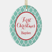 Ornement Rond En Céramique Premier Monogramme de Noël (Droite)