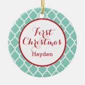 Ornement Rond En Céramique Premier Monogramme de Noël (Devant)