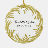 Ornement Rond En Céramique Premier Noël de couple Customisé (Devant)