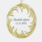 Ornement Rond En Céramique Premier Noël de couple Customisé (Gauche)