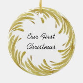 Ornement Rond En Céramique Premier Noël de couple Customisé (Dos)