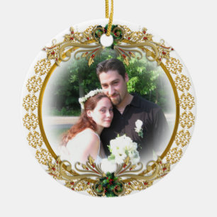 Ornement Rond En Céramique Premier Noël ensemble avec photo