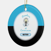 Ornement Rond En Céramique Première communion de Grand-fils, Coupe bleue (Gauche)