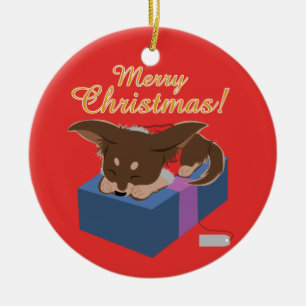 Ornement Rond En Céramique Présence de chiot