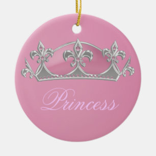 Ornement Rond En Céramique Princesse rose de scintillement Faux Crown avec