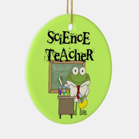 Ornement Rond En Céramique Professeur de Sciences de grenouille (Droite)