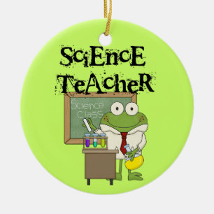 Ornement Rond En Céramique Professeur de Sciences de grenouille