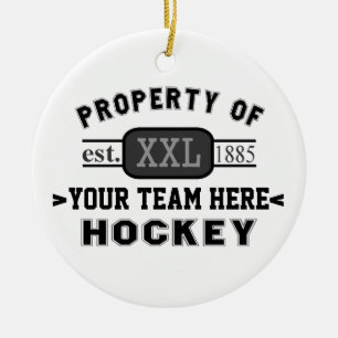 Ornement Rond En Céramique Propriété de votre hockey d'équipe de sports