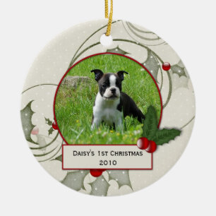 Ornement Rond En Céramique Puppy's 1st Christmas Ornament