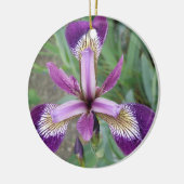 Ornement Rond En Céramique Purple Iris Custom Anniversaire (Gauche)