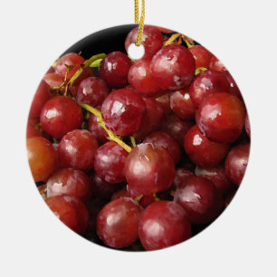 Ornement Rond En Céramique Raisins rouges