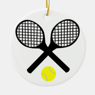 Ornement Rond En Céramique Raquettes et balle de tennis de tennis